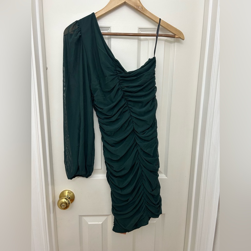 SHEIN Dark Green One-Shoulder Dress